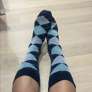 Navy and Light Blue Argyle Socks
